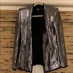 Zara studded metallic fitted blazer-small